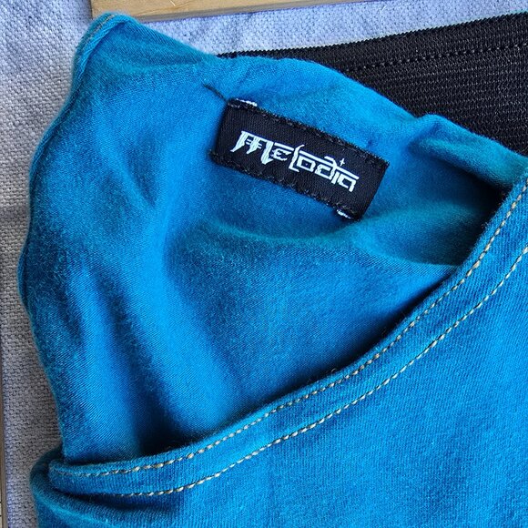 *RARE* Vintage Melodia Designs Teal Miniskirt Pants and Crop Hoodie Small S33 - Picture 4 of 15